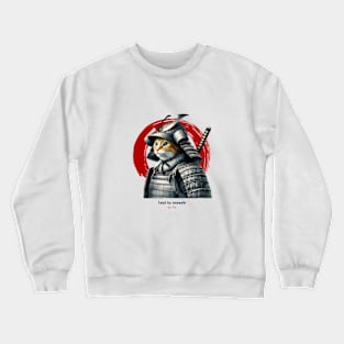 Samurai Cat Warrior Design with Sun Tzu Wisdom Crewneck Sweatshirt